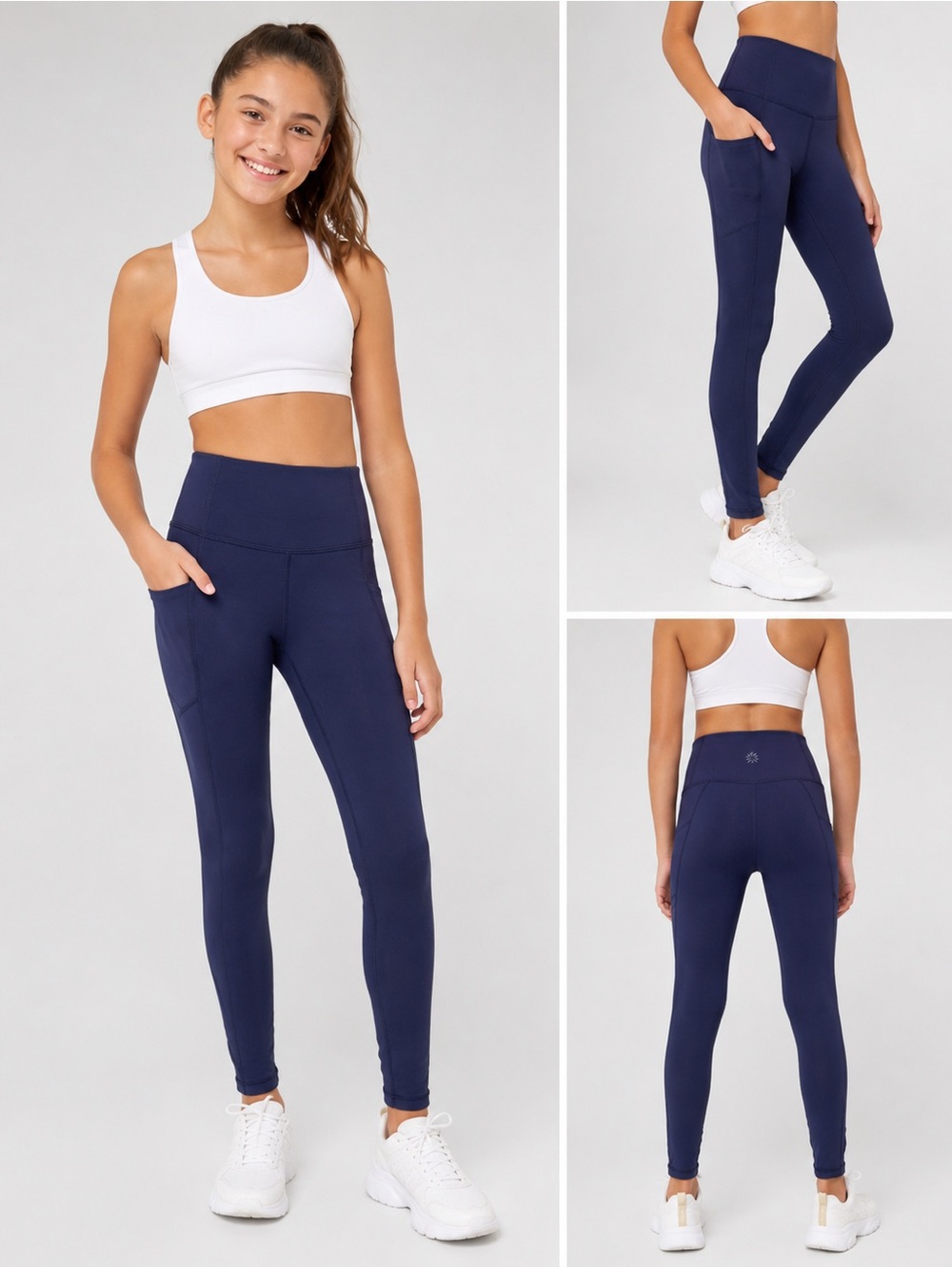 Athleta Girl Stash Your Treasures High Rise Leggings XL 14 Navy Blue Pockets